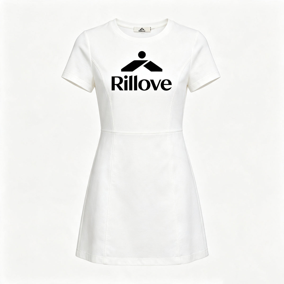 Rillove Casual Mini Dress for Women, Crew Neck Short Sleeve Flared A‑Line Dresses
