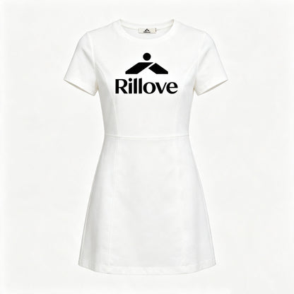 Rillove Casual Mini Dress for Women, Crew Neck Short Sleeve Flared A‑Line Dresses