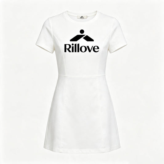 Rillove Casual Mini Dress for Women, Crew Neck Short Sleeve Flared A‑Line Dresses