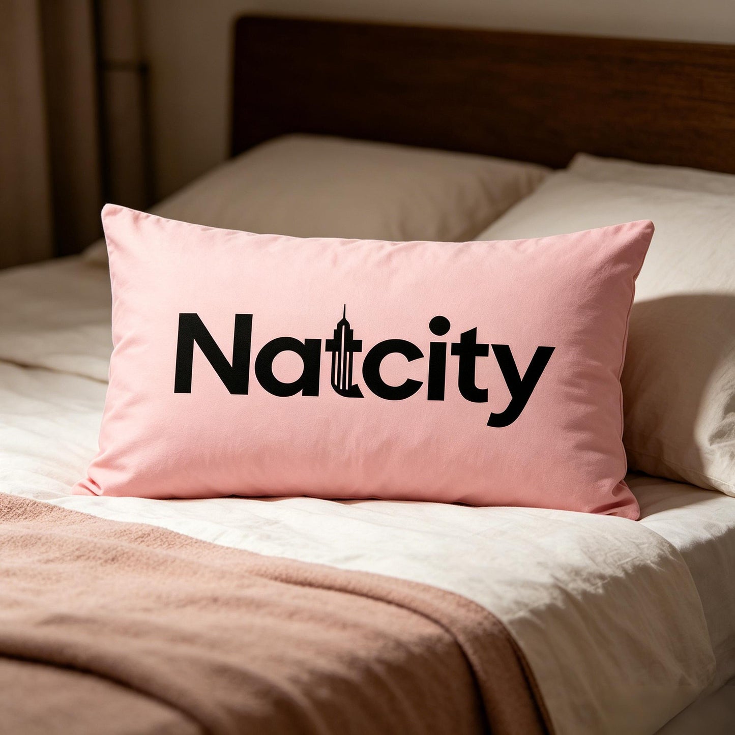 Natcity Rectangular Pink Decorative Throw Pillow, Soft Skin-Friendly Accent Cushion Insert, Comfort Plush Lumbar Pillow for Bed Sofa Couch Bedroom Home Decor