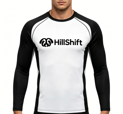 HillShift Men's Long Sleeve Rash Guard Compression Shirt, Quick Dry UPF 50+ Workout Top for Gym, Running, Surfing & Outdoor Sports