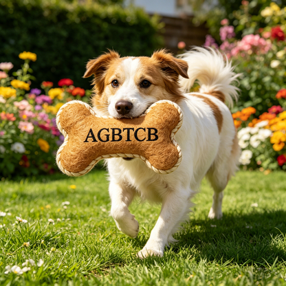 AGBTCB Plush Bone Dog Toy, Durable Squeaky Chew Toy for Puppies & Dogs, Soft Stuffed Bone Toy for Interactive Play & Teething