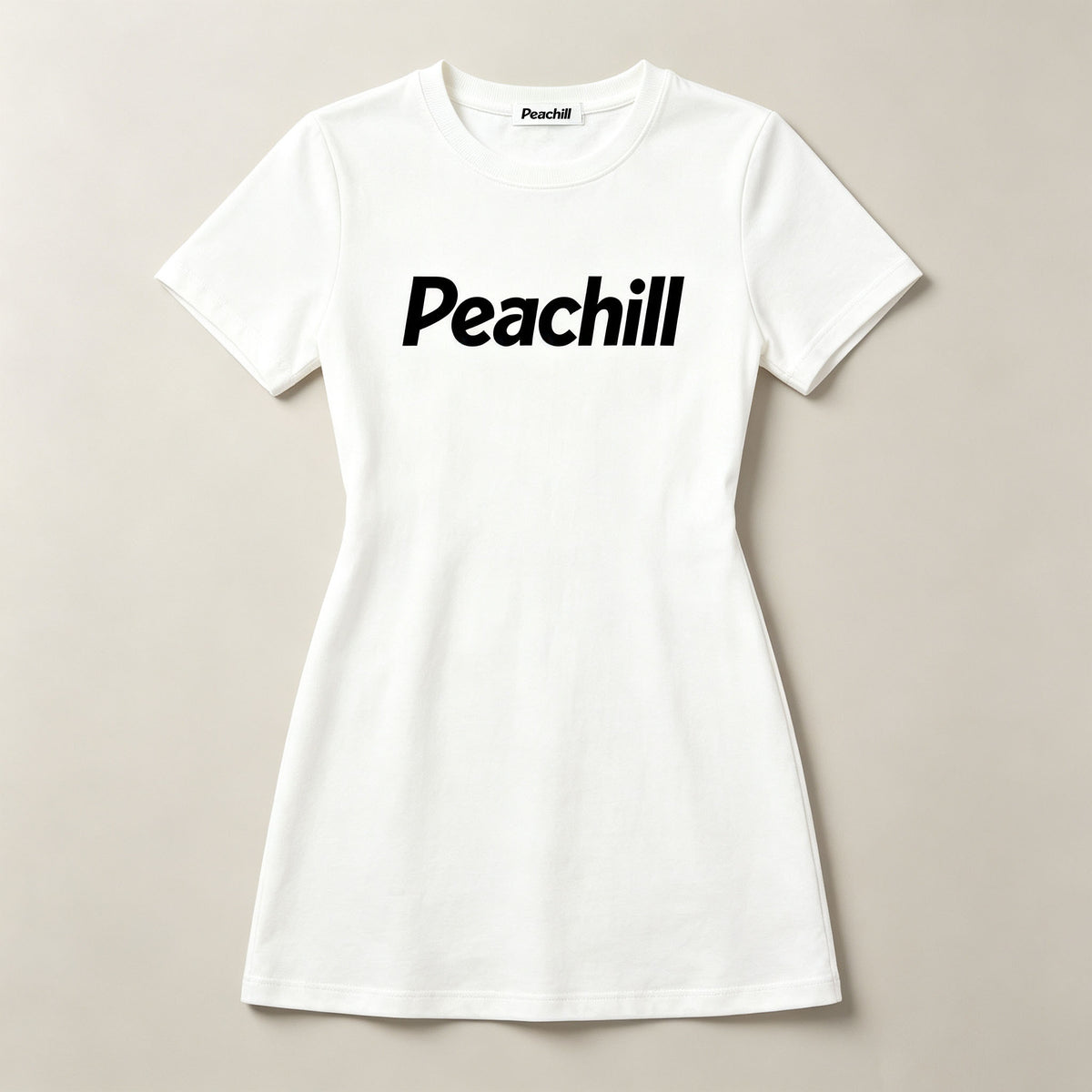 Peachill Women's Short‑Sleeve Crew Neck Mini T‑Shirt Dress, Slim‑Fit Casual Summer Short Dress, Soft Cotton Bodycon Dress