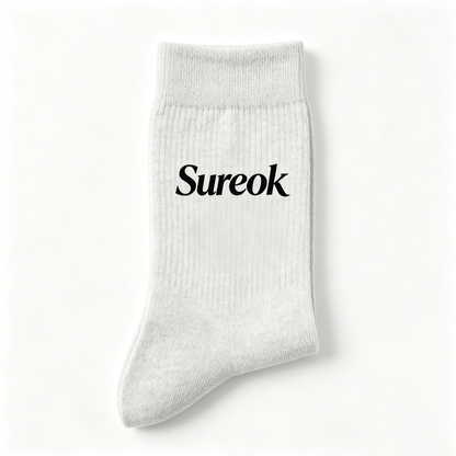 Sureok Men’s Light Heather Gray Ribbed Crew Socks, Soft Breathable Cotton Mid Calf Socks, Stretch Non Slip Casual Athletic Daily Work Socks Gift Box Set