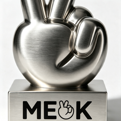 MEOK Brushed‑Metal OK‑Hand Gesture Decor Statue, Modern Metallic Hand Sculpture Ornament, Tabletop Art Decor for Home, Office, Desk Shelf, With Individual Gift Box Packaging