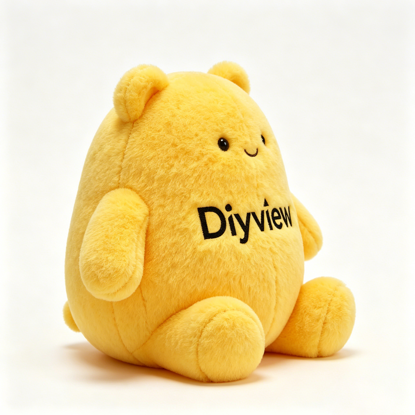 Diyview Round Yellow Bear Plush Stuffed Animal, Soft Squishy Teddy Bear Plush Pillow, Cute Chubby Bear Plushie for Kids, Birthday Gift & Bedroom Decor