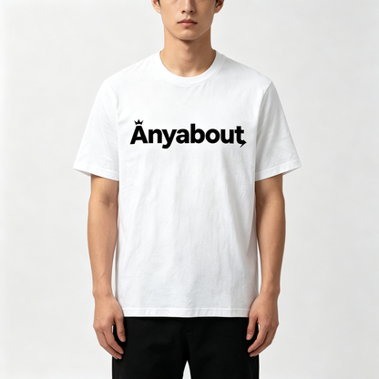 Anyabout Men’s Crew Neck Short Sleeve Cotton T-Shirt, Loose Fit Classic Basic Tee, Crown & Arrow Detail Breathable Casual Street Top for Daily Workout Outfit