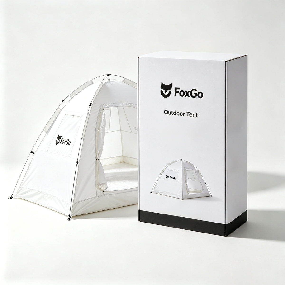 FoxGo Portable Camping Dome Tent, Quick Setup Weather‑Resistant Tent, Breathable Family Tent for Outdoor Backpacking Beach Park