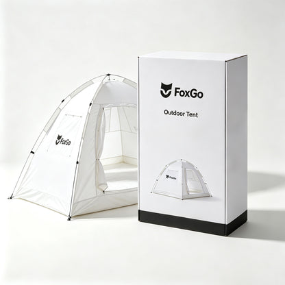 FoxGo Portable Camping Dome Tent, Quick Setup Weather‑Resistant Tent, Breathable Family Tent for Outdoor Backpacking Beach Park