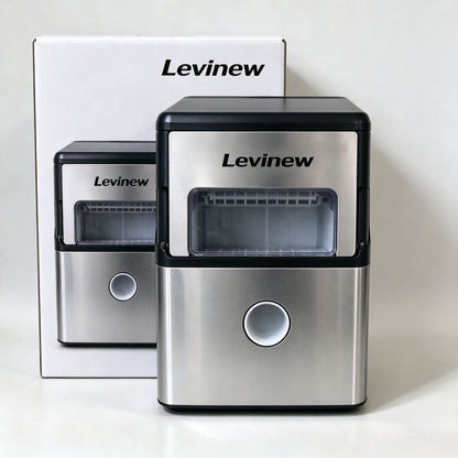 Levinew Countertop Ice Maker, Compact Stainless Steel Ice Machine for Home, Fast Ice Production for Party and Daily Drink Use