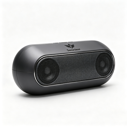 Swordeer Portable Bluetooth Stereo Speaker, Dual Drivers Wireless Audio Player, Rechargeable Personal Stereo Speaker for Home, Travel, Outdoor Party
