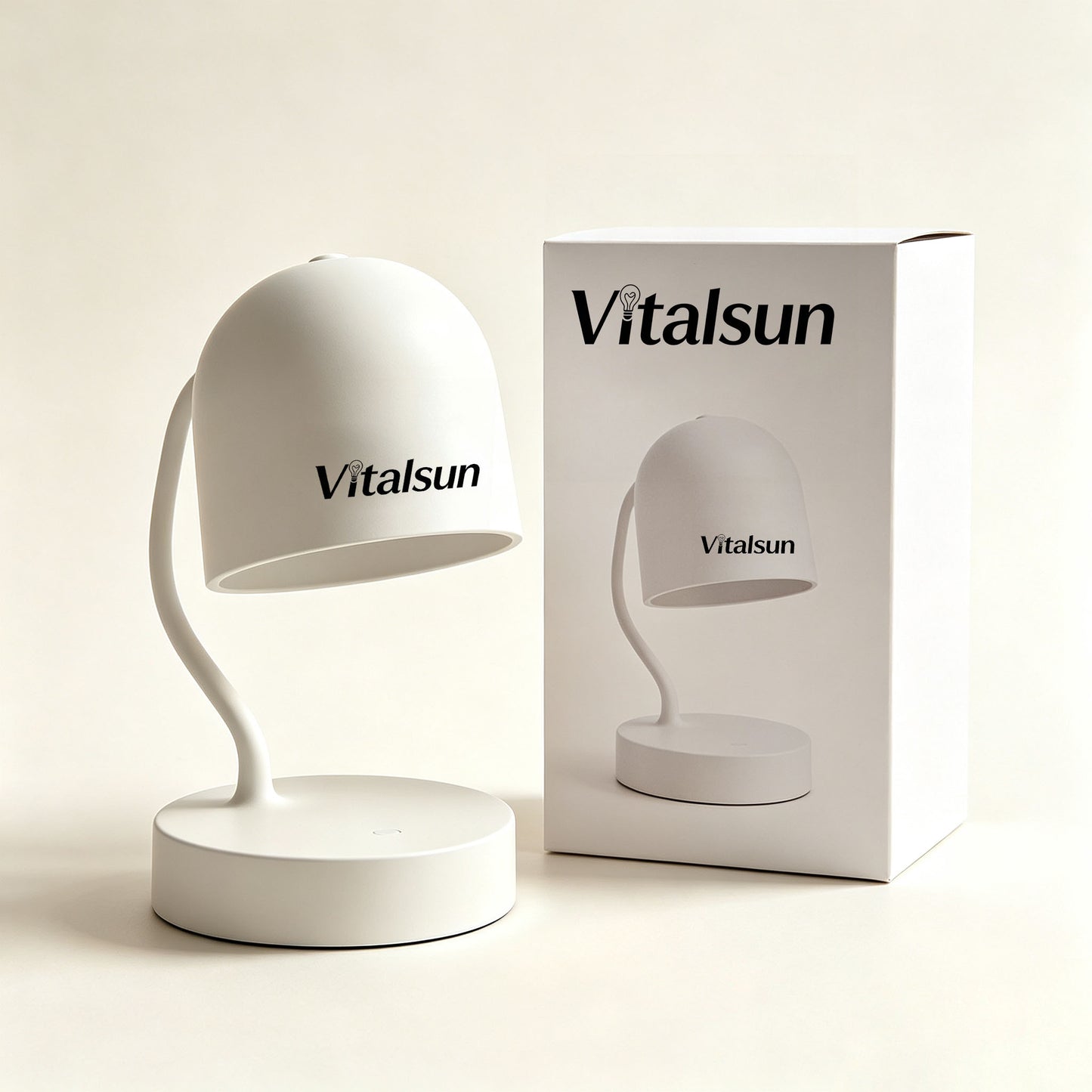 Vitalsun Modern Curved Gooseneck Small Table Lamp, Dimmable LED Desk Lamp with Dome Shade, Minimalist USB Powered Night Light for Bedroom Bedside Office Study Decor