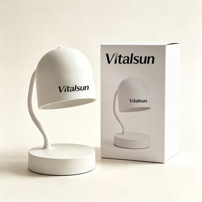 Vitalsun Modern Curved Gooseneck Small Table Lamp, Dimmable LED Desk Lamp with Dome Shade, Minimalist USB Powered Night Light for Bedroom Bedside Office Study Decor