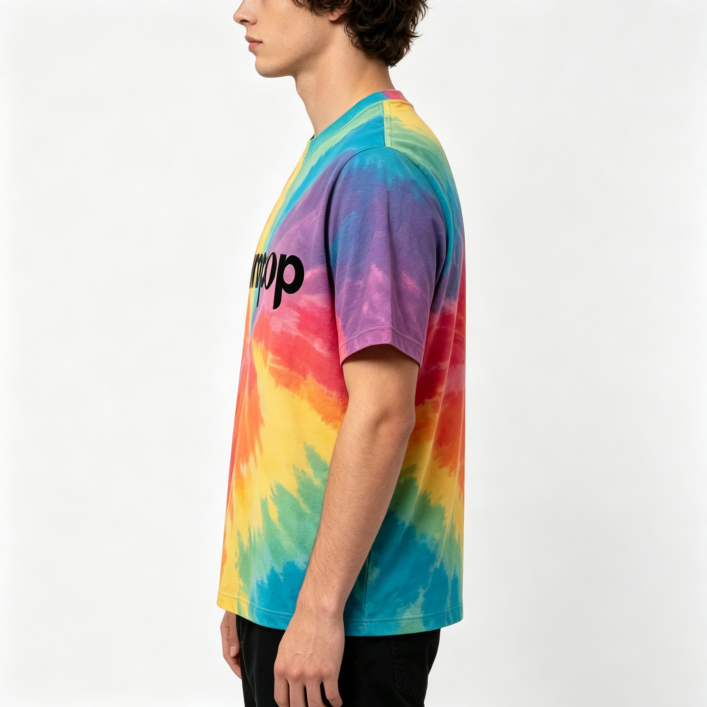Humpop Tie-Dye Crewneck T-Shirt, Casual Short Sleeve Tee for Men, Multicolor Spiral Tie Dye, Loose Fit, Streetwear Style, Summer Everyday Wear