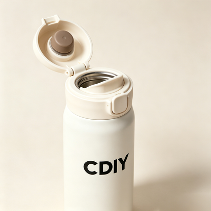 CDIY Portable Insulated Tumbler, BPA‑Free Stainless Steel Water Bottle with Pop‑Up Lid, Keep Drinks Hot & Cold for Daily Commute Camping