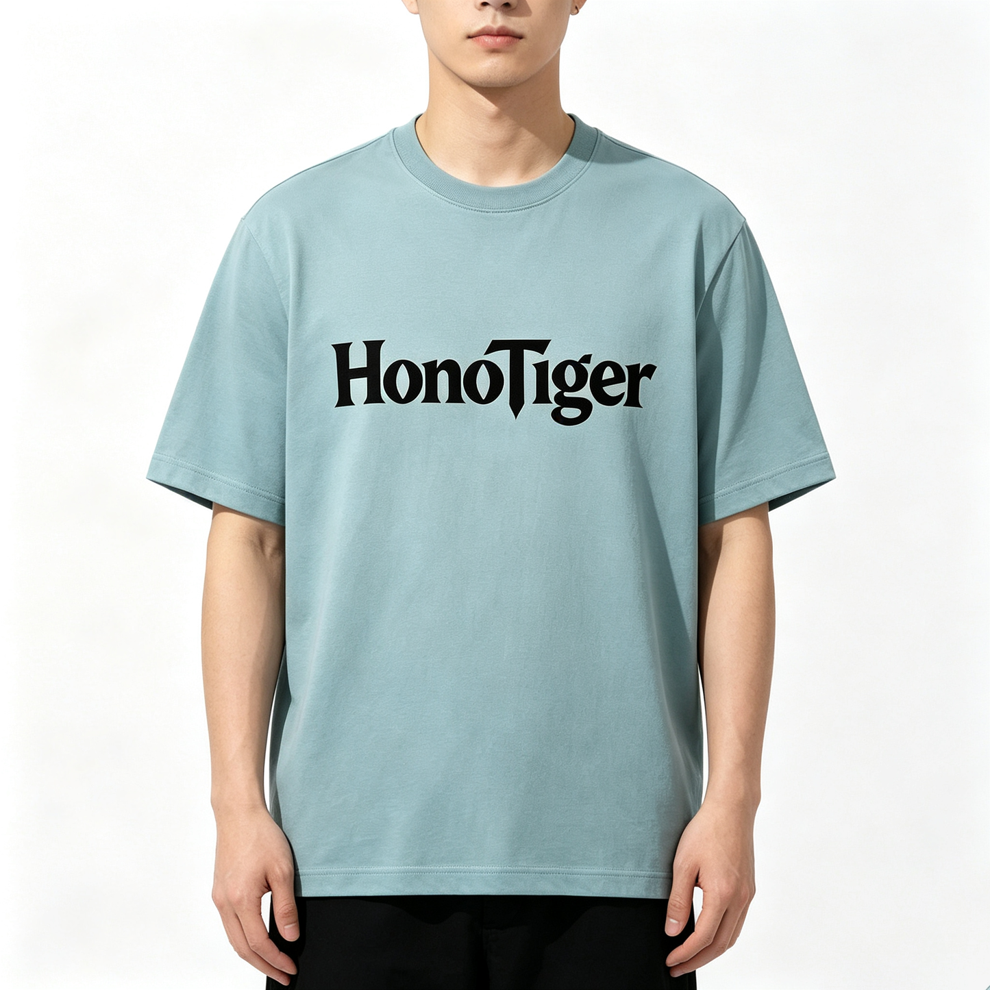 HonoTiger Crew Neck Short Sleeve Tee, Casual Loose Fit Soft Cotton Basic Everyday T-Shirt
