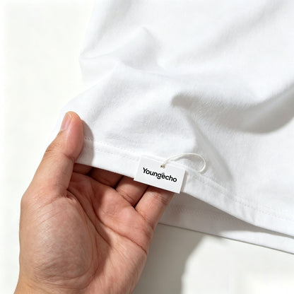 Youngecho Men’s Classic Crew Neck Short Sleeve T-Shirt, 100% Soft Cotton Loose Fit Basic Tee, Minimalist Casual White T Shirt for Daily Street Sports Wear
