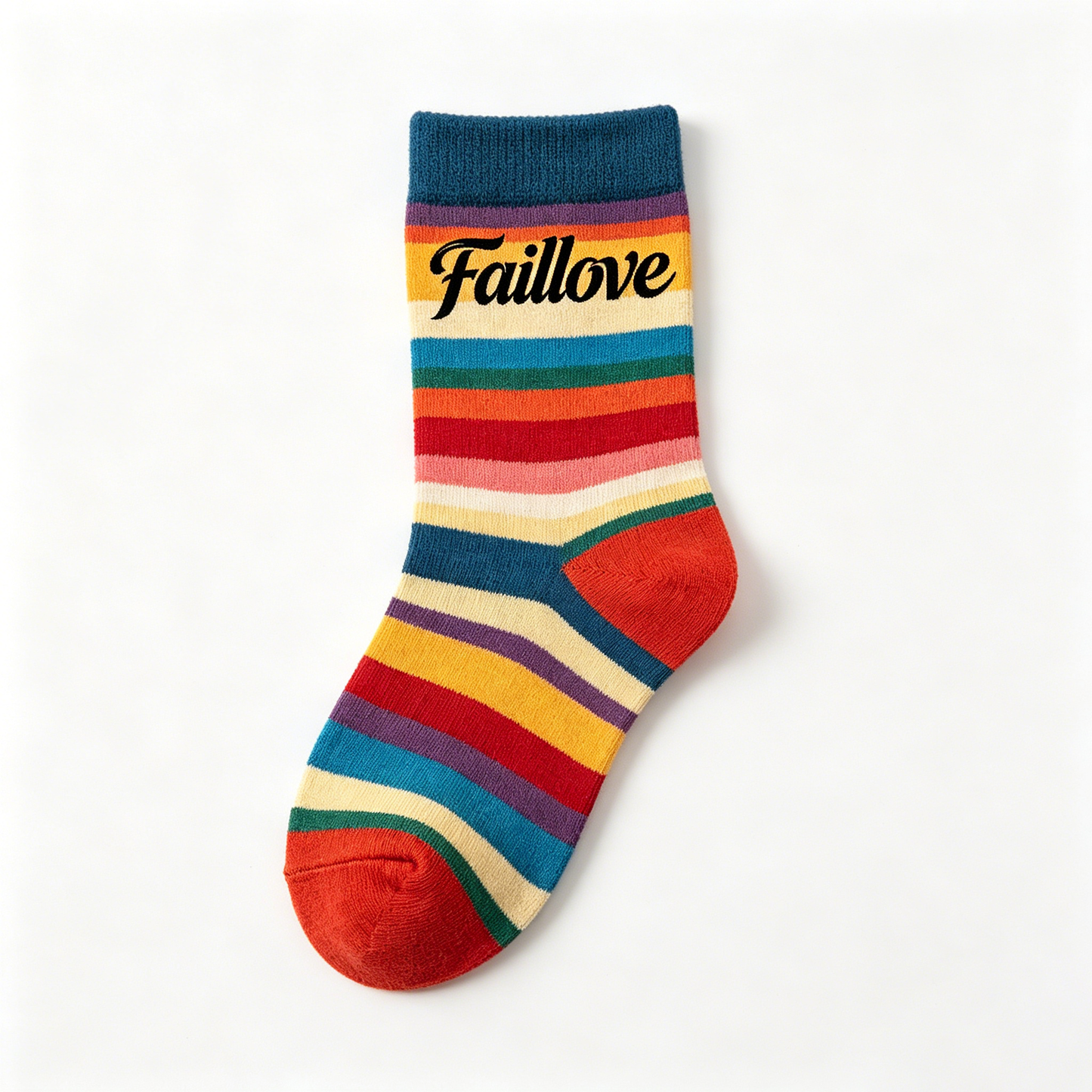 【Faillove Rainbow Stripe Crew Socks】—— Vibrant Style & All-Day Comfort