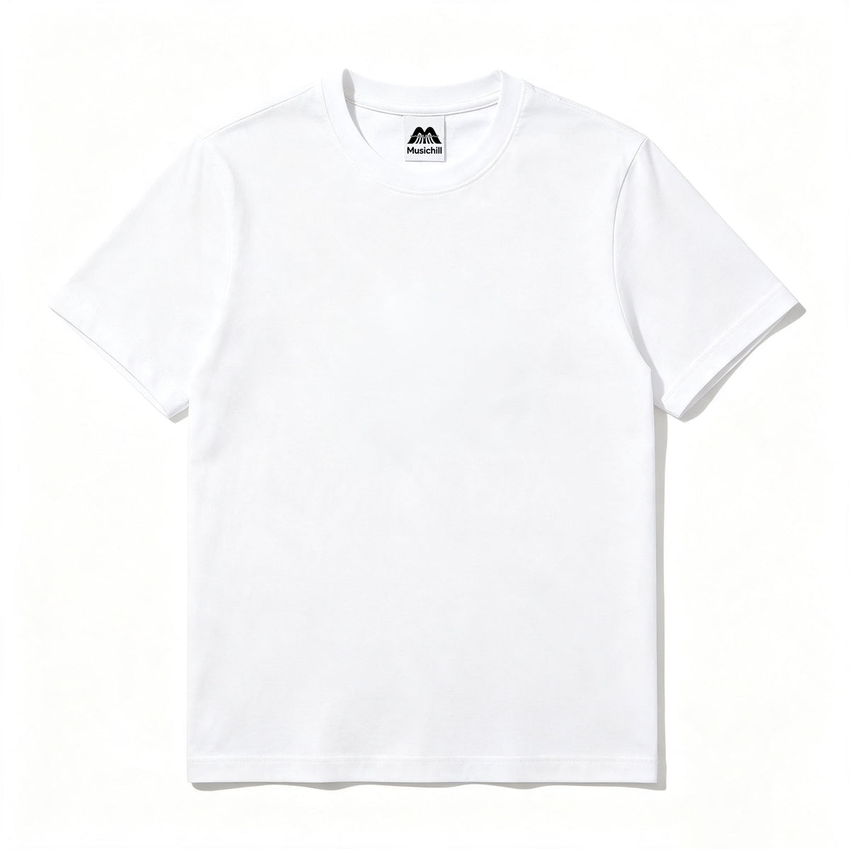 Musichill Basic White Crew Neck T‑Shirt Soft Breathable Cotton Short Sleeve Tops Casual Daily Unisex Tees