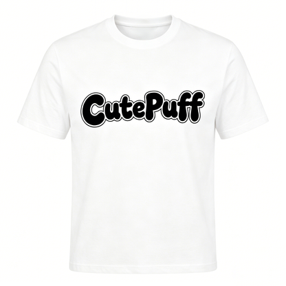 【CutePuff Logo Print Cotton T-Shirt】—— Minimalist Style & All-Day Comfort