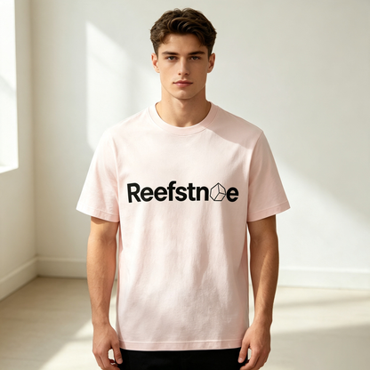 Reefstnoe Blush Pink Crew Neck Short Sleeve T-Shirt for Men, Loose Fit Soft Cotton Basic Minimalist Casual Everyday Top