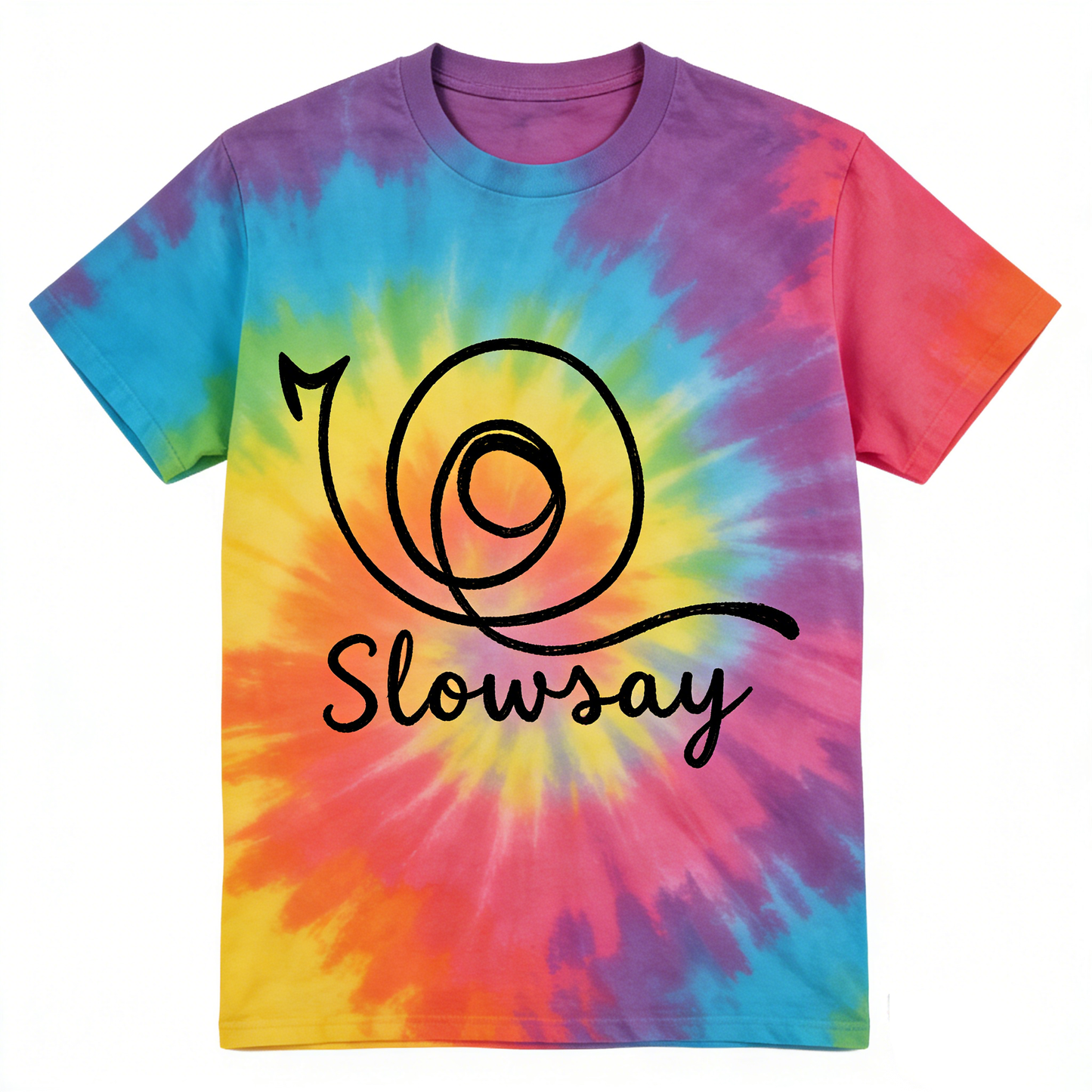 【Slowsay Tie-Dye Snail Logo T-shirt】—— Bold Choice for Casual Style & Comfort