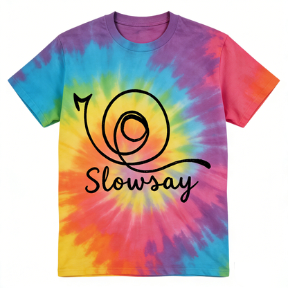 【Slowsay Tie-Dye Snail Logo T-shirt】—— Bold Choice for Casual Style & Comfort