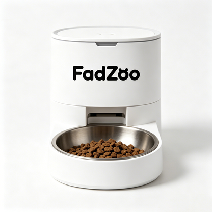 FadZoo Automatic Pet Feeder with Stainless Steel Bowl, Timed Auto Dog Cat Food Dispenser, Large Capacity Dry Food Feeding Machine for Small Medium Pets