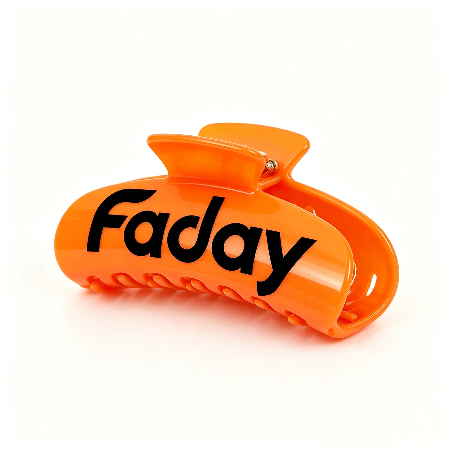 Faday Large Curved Hair Claw Clip, Glossy Bright Orange Acrylic Hair Barrettes, Strong Spring Jaw Hair Clips for Thick Long Hair Women Daily Styling