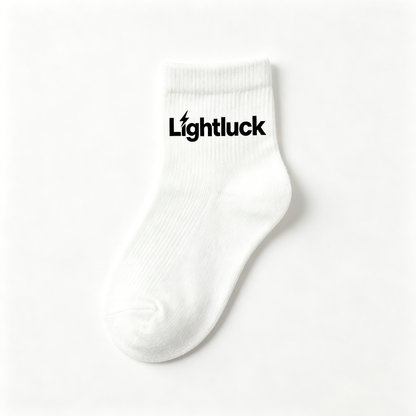 Lightluck White Ribbed Crew Socks for Women, 5 Pairs Soft Breathable Cotton Mid Calf Socks, Non Slip Casual Athletic Daily Ankle Socks Gift Box Pack