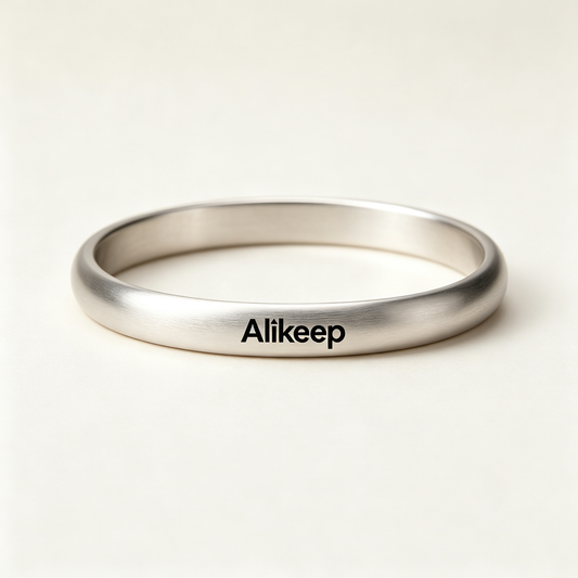 Alikeep Minimalist Silver Bangle Bracelet for Women, Matte Stainless Steel Round Cuff Bracelet, Classic Plain Daily Wear Jewelry Gift for Her