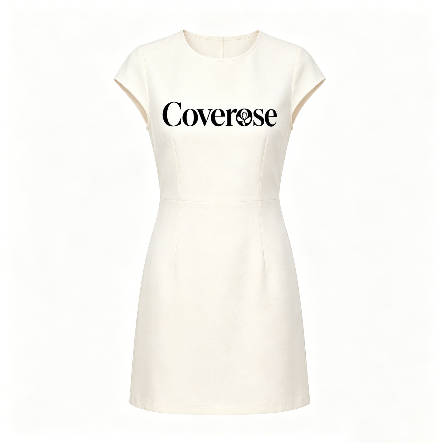 Coverose Cap Sleeve Mini Dress, Slim Fit Elegant Round Neck Short Dress for Office Business Casual Daily