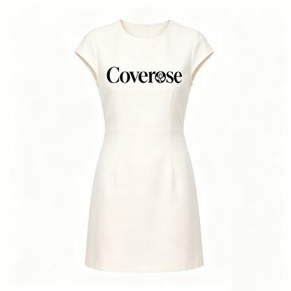 Coverose Cap Sleeve Mini Dress, Slim Fit Elegant Round Neck Short Dress for Office Business Casual Daily