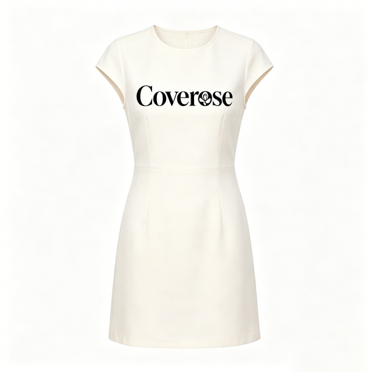 Coverose Cap Sleeve Mini Dress, Slim Fit Elegant Round Neck Short Dress for Office Business Casual Daily