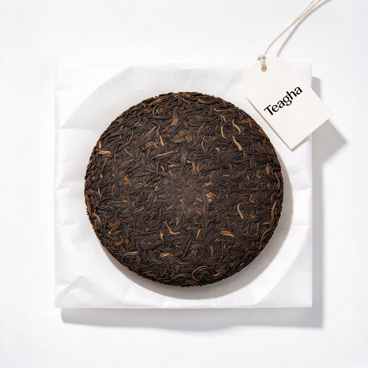 Teagha Ripe Puerh Tea Cake, Aged Fermented Chinese Dark Tea Loose Leaf Compressed Tea Cake for Daily Drinking and Tea Collection
