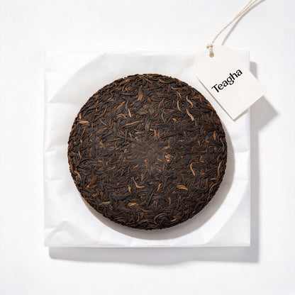 Teagha Ripe Puerh Tea Cake, Aged Fermented Chinese Dark Tea Loose Leaf Compressed Tea Cake for Daily Drinking and Tea Collection