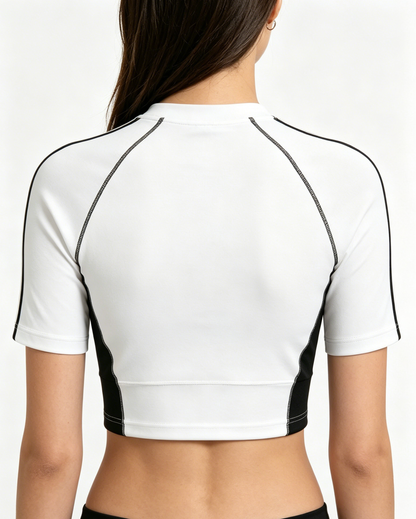 【Attichic Sporty Color-Block Crop Top】—— Stylish & Functional Wardrobe Staple