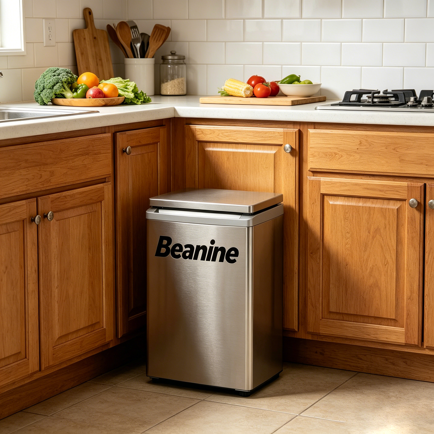 Beanine Countertop Ice Maker Machine, Portable Stainless Steel Ice Machine, Fast Ice Making, Compact Self-Cleaning Ice Maker for Home, Kitchen, Office & Party