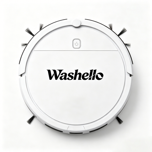 Washello Robot Vacuum Cleaner, Ultra-Thin Automatic Electric Sweeper with Strong Suction, Multi-Surface Smart Robotic Vacuum for Hardwood Floor Carpet Pet Hair, One-Touch Start Self-Charging Compact Robotic Vacuum for Home Office
