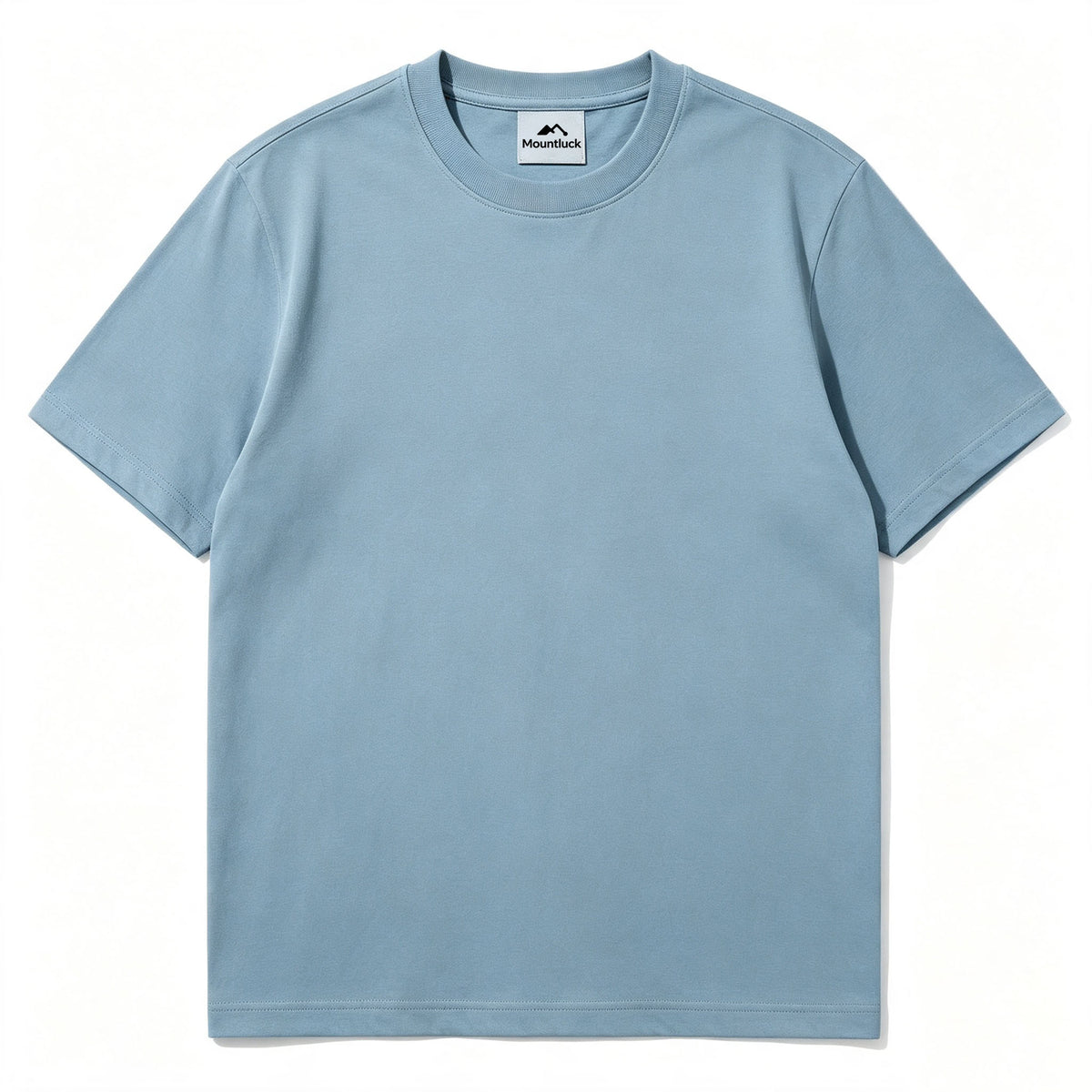Mountluck Basic Crew Neck Short Sleeve T‑Shirt, Hazy Blue Soft‑Fit Plain Casual Tee