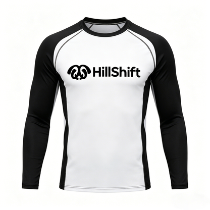 HillShift Men's Long Sleeve Rash Guard Compression Shirt, Quick Dry UPF 50+ Workout Top for Gym, Running, Surfing & Outdoor Sports
