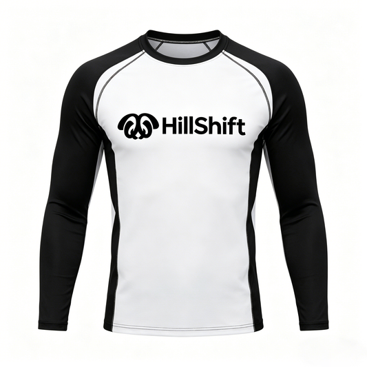HillShift Men's Long Sleeve Rash Guard Compression Shirt, Quick Dry UPF 50+ Workout Top for Gym, Running, Surfing & Outdoor Sports