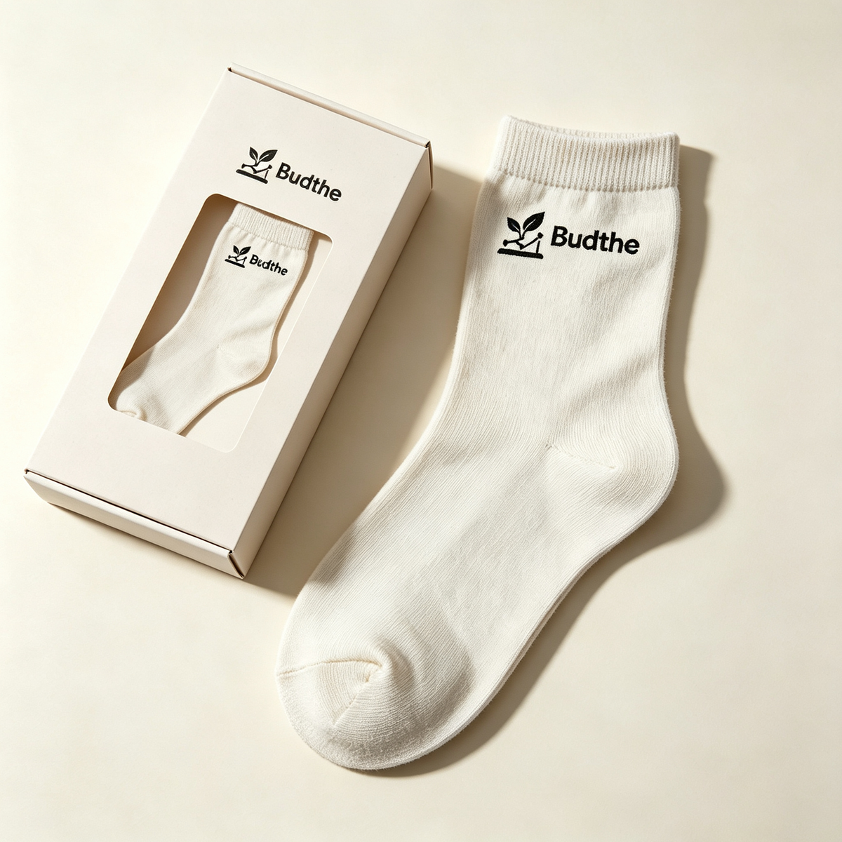 Budthe Casual Crew Socks, Comfort Mid‑Length Socks for Daily Wear, 4 Pack