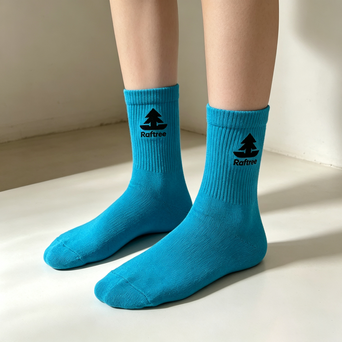 Raftree 4‑Pack Soft Cotton Mid‑Calf Crew Socks, Stretchy Comfort Casual Daily Socks