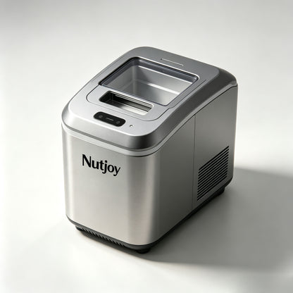 Nutjoy Countertop Ice Maker Machine, Portable Self‑Cleaning Ice Cube Maker, Compact Stainless‑Steel Ice Machine for Home, Kitchen, Office & Party