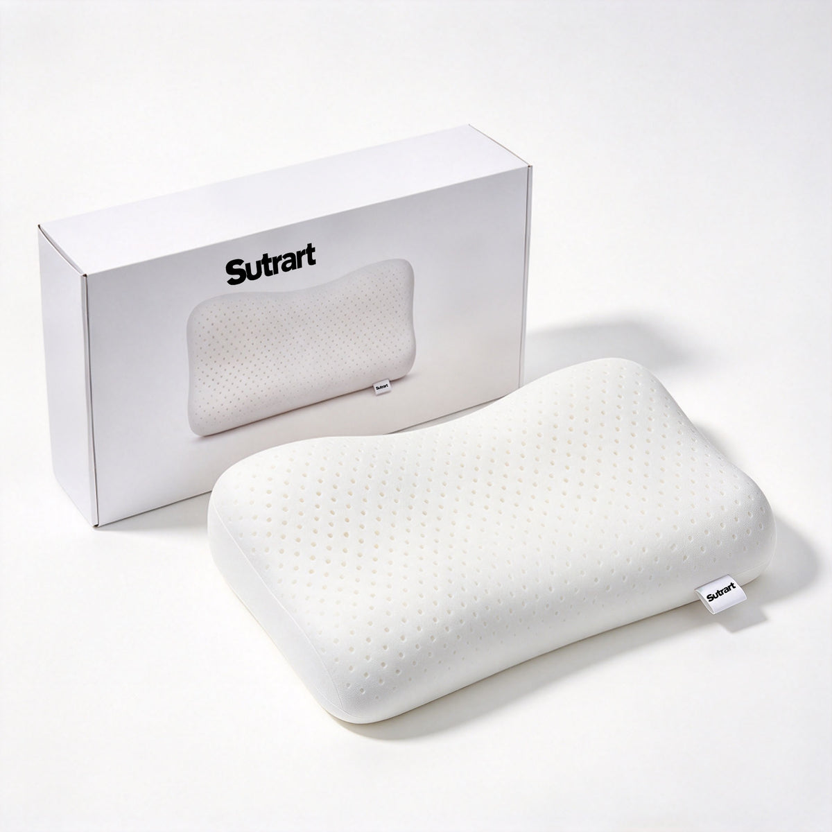 Sutrart Butterfly Shape Latex Pillow, Breathable Neck Support Pillow for Sleeping, Relief Neck Pain for Side Back Sleepers