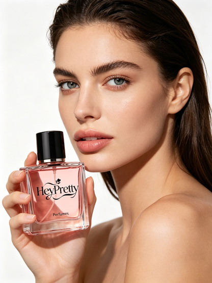 HeyPretty Women’s Eau de Toilette, Romantic Pink Floral Long Lasting Fragrance, Square Clear Glass Perfume Bottle, Elegant Pink Gift Box for Dating, Birthday & Holiday Gifting