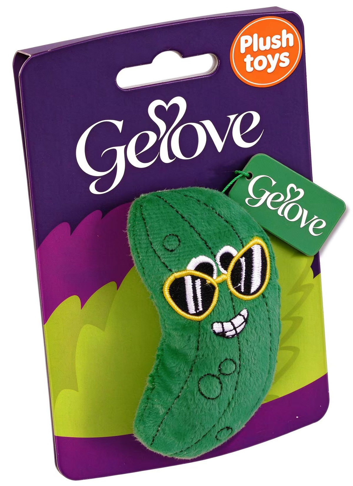 Gelove Cool Pickle Plush Toy, Cute Stuffed Cucumber Plush Doll, Soft Small Pickle Stuffed Figure with Embroidered Face for Kids & Collectors