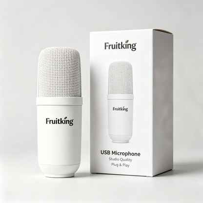 Fruitking USB Plug & Play Condenser Microphone, Professional Studio Recording Mic, Noise Reduction Computer Mic for Podcast Streaming Gaming Voice Over