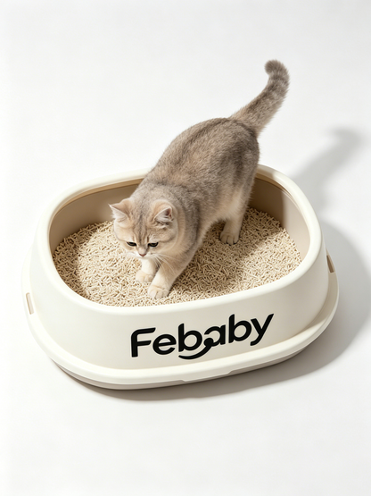 【Febaby Semi-Open Cat Litter Box】—— Your Cat’s Clean & Stylish Toilet Choice